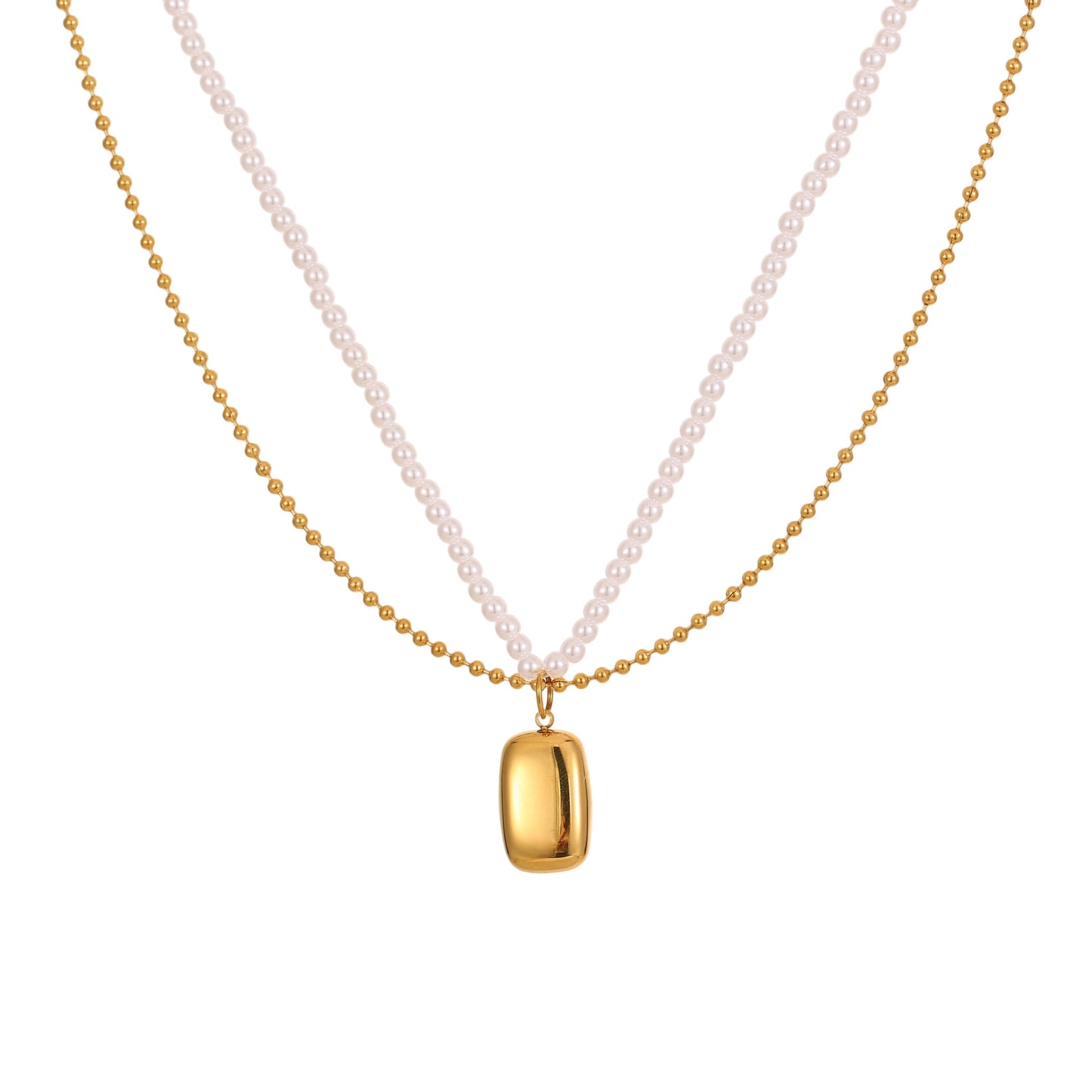 LAIS Double-Layer Pearl Necklace – Titanium Steel Light Luxury Jewelry