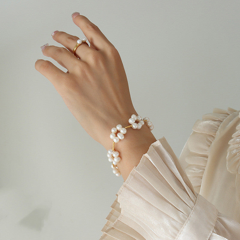 LAIS Classic Pearl Bracelet with Gold Finish