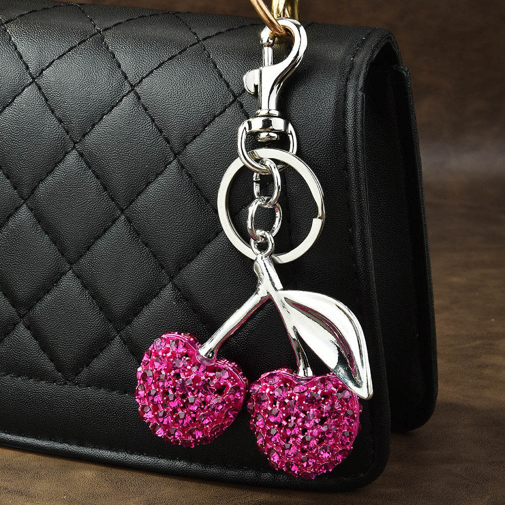 LAIS Full Diamond Cherry Keychain – INS Style Bag Charm