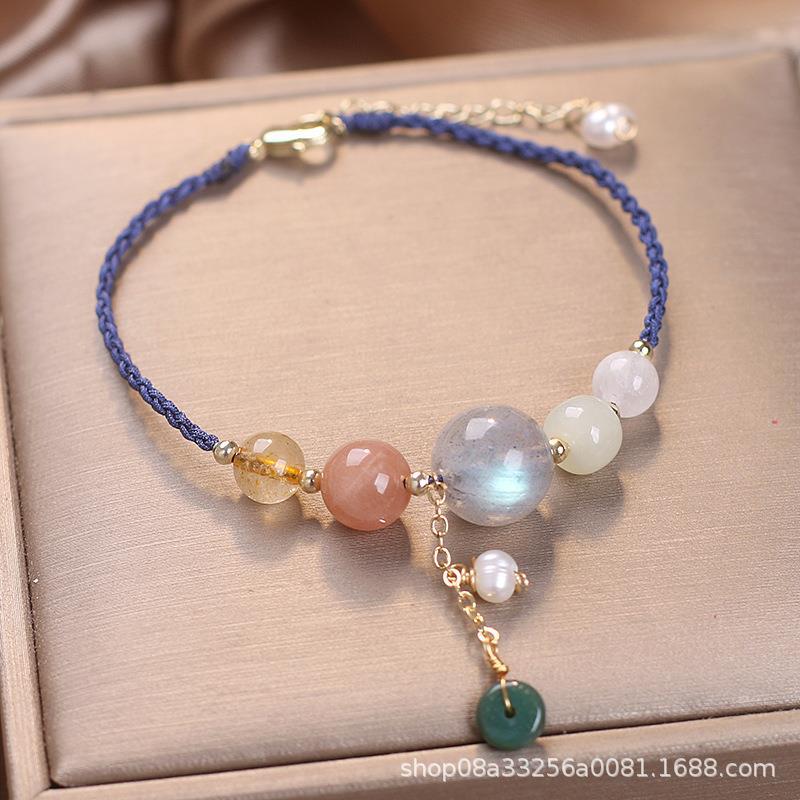 LAIS Hand-Woven Peace Buckle Bracelet – Crystal Lucky Wrist String for Women