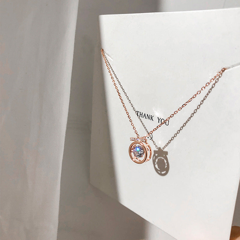 LAIS S925 Sterling Silver Beating Heart Necklace – Diamond-Inlaid Korean Style Jewelry