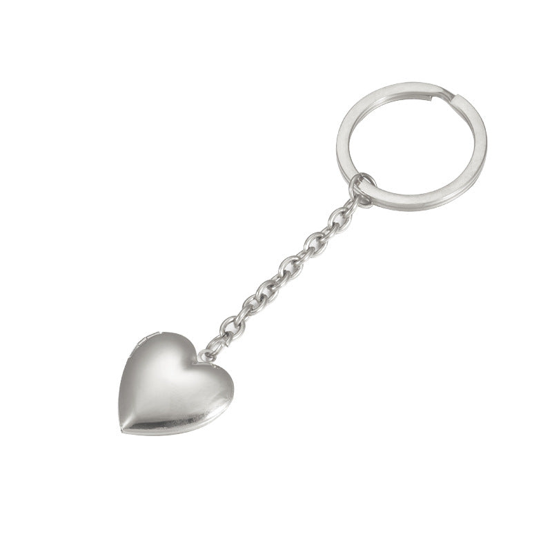 LAIS Peach Heart Photo Keychain – Personalized Stainless Steel Charm