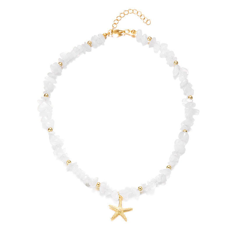 LAIS Bohemian Starfish Necklace – Small Gravel Pendant for Coastal Charm