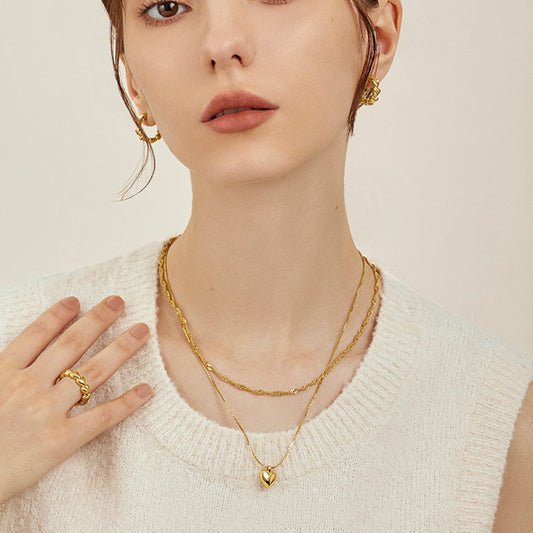 LAIS Love Pendant Necklace, 18K Gold Plated Light Luxury Minority Style, Exclusive for Women with Heart - shaped Charm