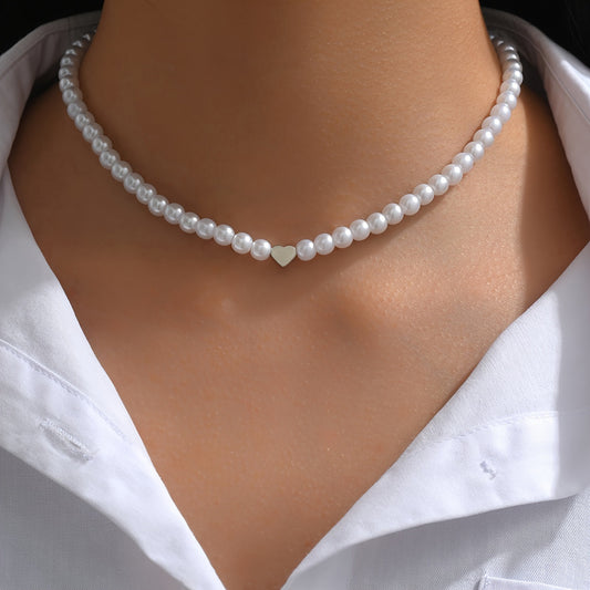 LAIS Peach Heart Pearl Necklace – European & American Special Design