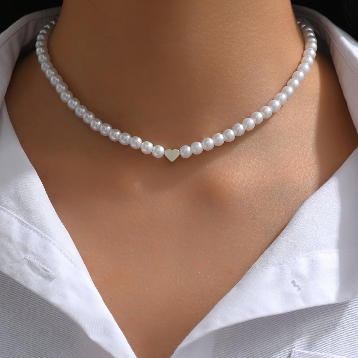 LAIS Peach Heart Pearl Necklace – European & American Special Design