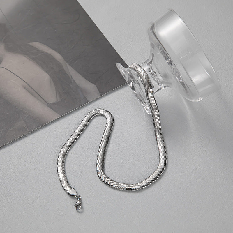 LAIS Cuban Link Chain Necklace – Polished Titanium Steel