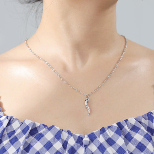 LAIS Women's Fashionable, Graceful, Simple and Versatile Alloy Cross Chain Necklace with Pepper Pattern, Electroplating Process, Available in White and Gold, Showcasing INS Style