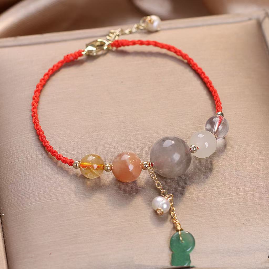 LAIS Hand-Woven Peace Buckle Bracelet – Crystal Lucky Wrist String for Women