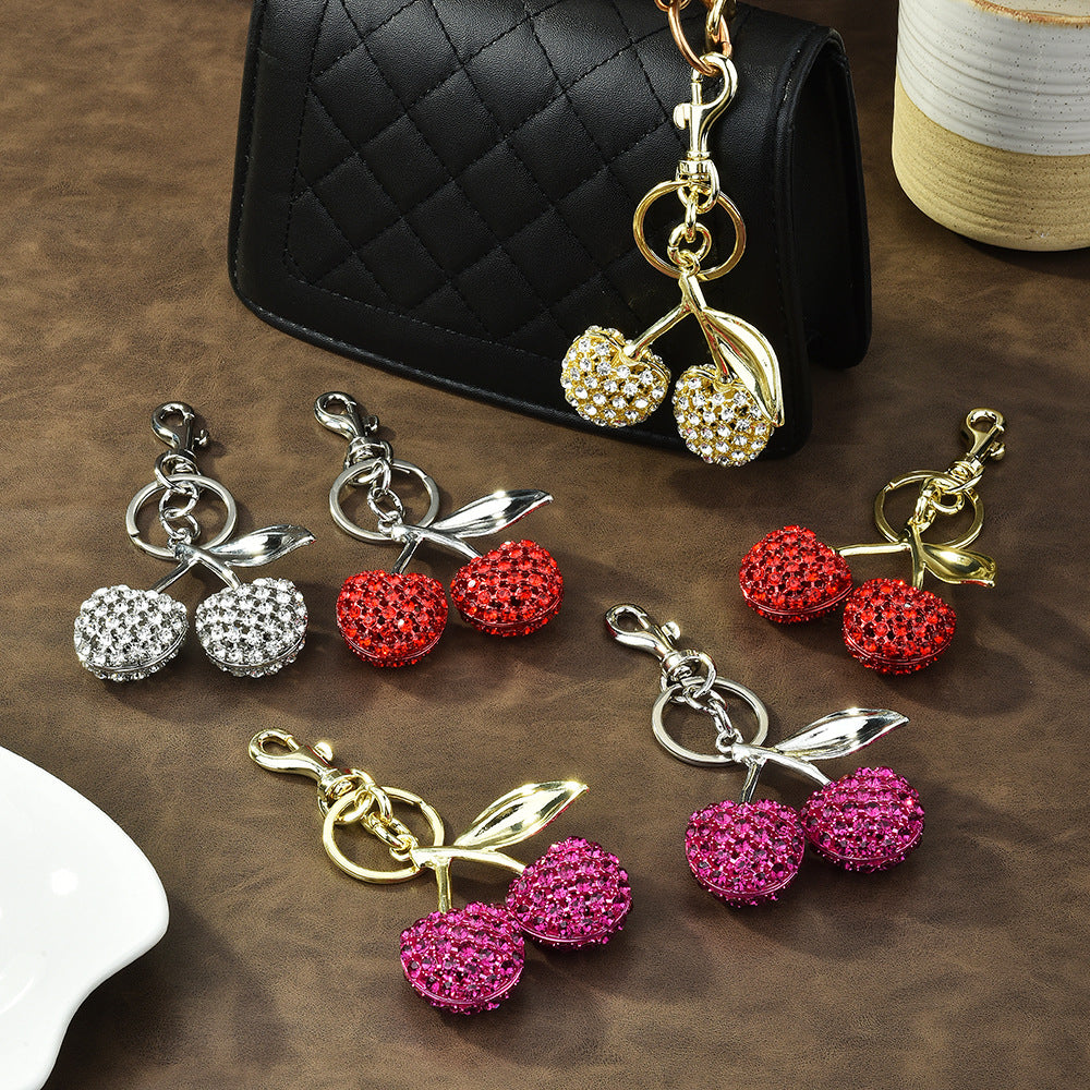 LAIS Full Diamond Cherry Keychain – INS Style Bag Charm