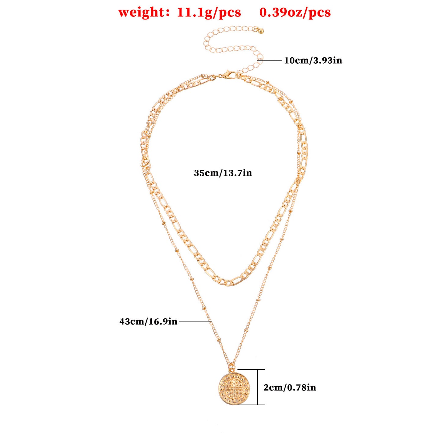Ornament Fashion Cross Wafer Trend Female Double Layer Temperament Personality Necklace