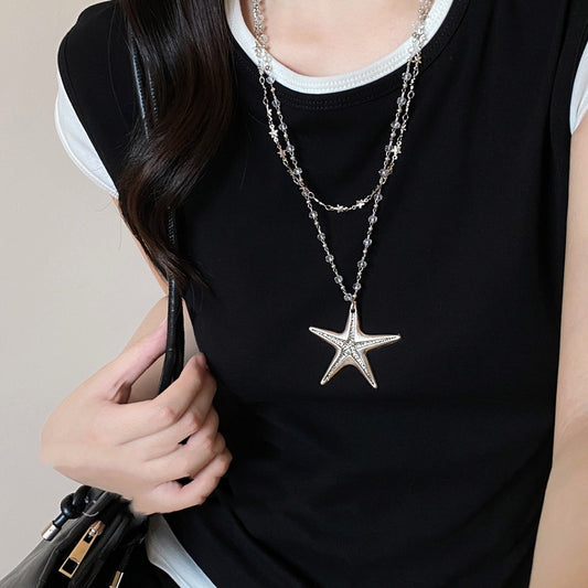 LAIS Double-Layer Star Necklace – Handmade Light Luxury Jewelry