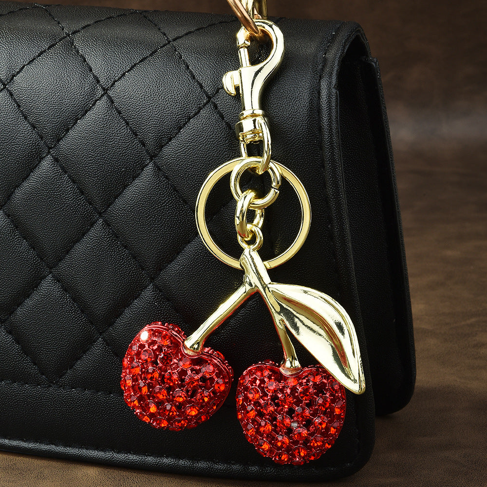 LAIS Full Diamond Cherry Keychain – INS Style Bag Charm