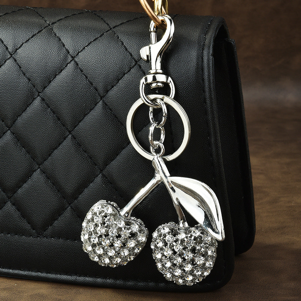 LAIS Full Diamond Cherry Keychain – INS Style Bag Charm