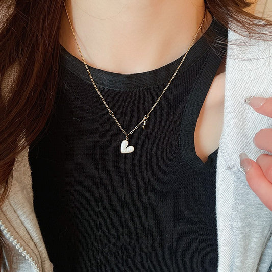 LAIS Stylish Titanium Steel Oil - Dripping Heart Necklace, in Golden - White, Golden - Rose Red, and Golden - Pink, for Trendy Women
