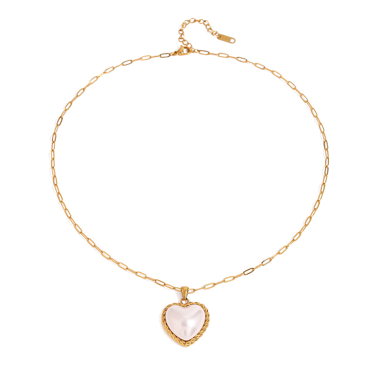 LAIS Threaded Heart Pearl Necklace – Minimal Stainless Steel Snake Chain Jewelry for Women