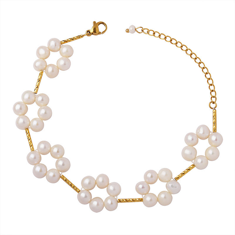 LAIS Classic Pearl Bracelet with Gold Finish